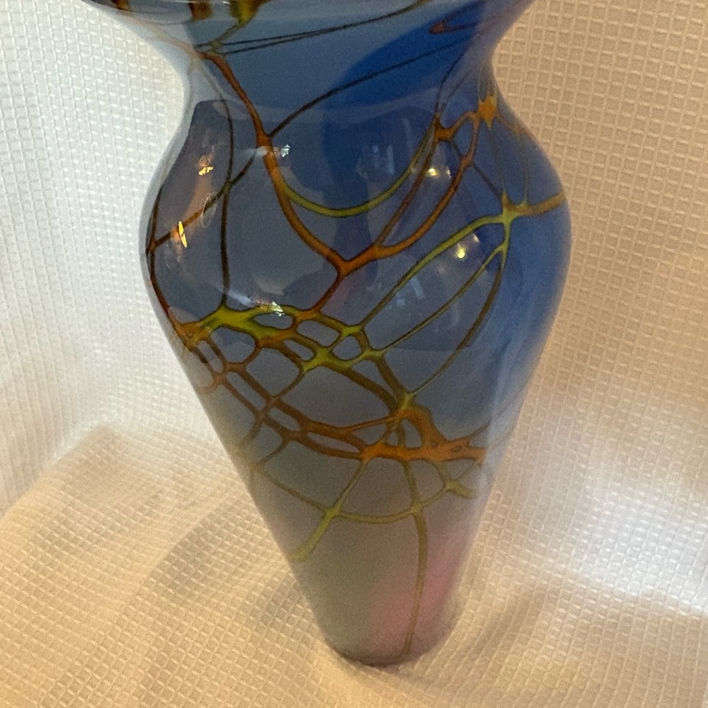 Scott Simmons Sunrise Glassworks Signed Hand-Blown Art Glass Vase 11” - Picture 8 of 15